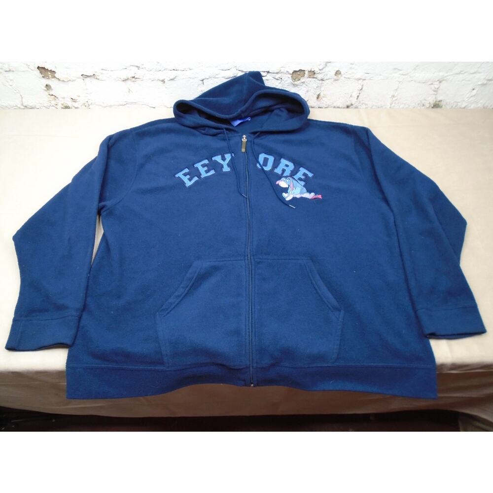 Vintage Disney Eeyore Fleece Zip Up Hoodie Sweatshirt Womens Size 3X Blue
